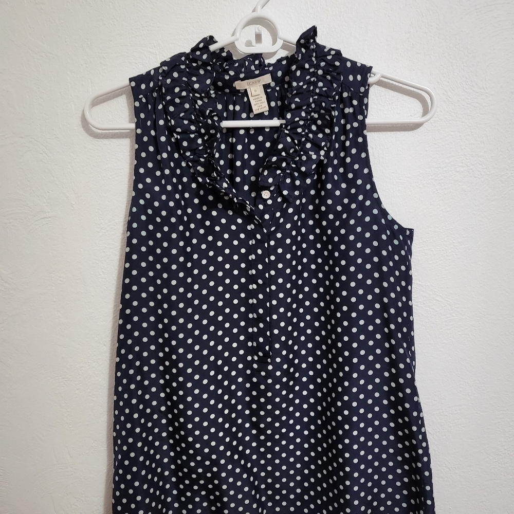 J. Crew Silk Polka Dot 100% Silk Sleeveless Shirt Size 0
